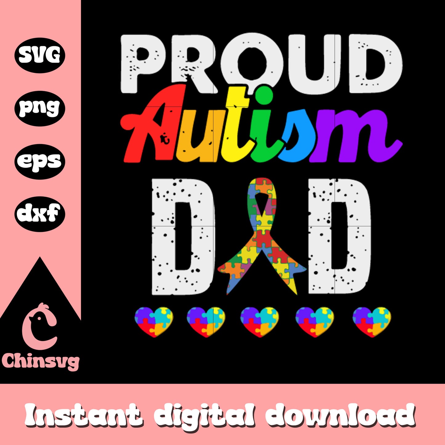 Proud autism dad awareness ribbon svg, autism acceptance ribbon svg