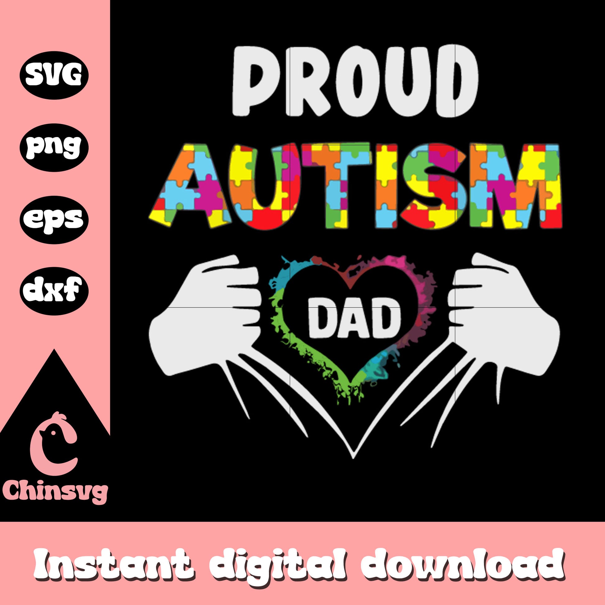 Pround autism dad super hero design svg, autism awareness logo svg