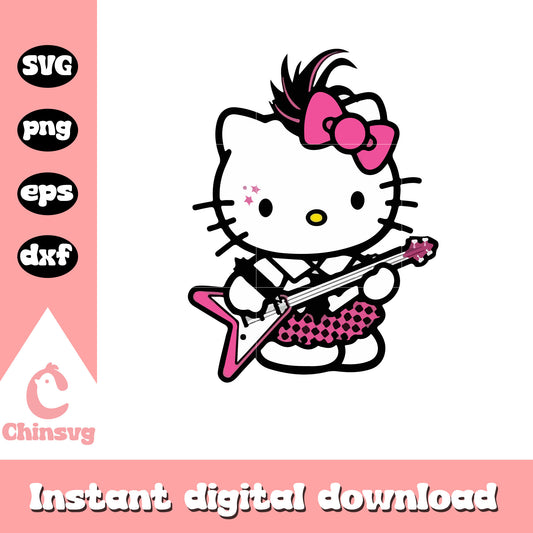 Punk rock hello kitty design svg, sanrio hello kitty svg