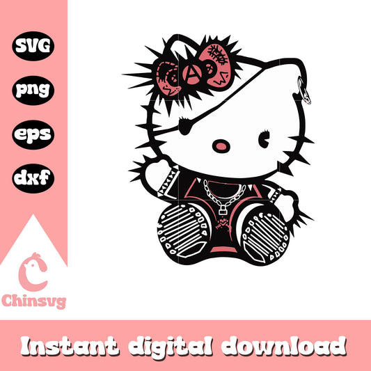 Punk rock hello kitty svg, sanrio hello kitty svg, sanrio cartoon svg