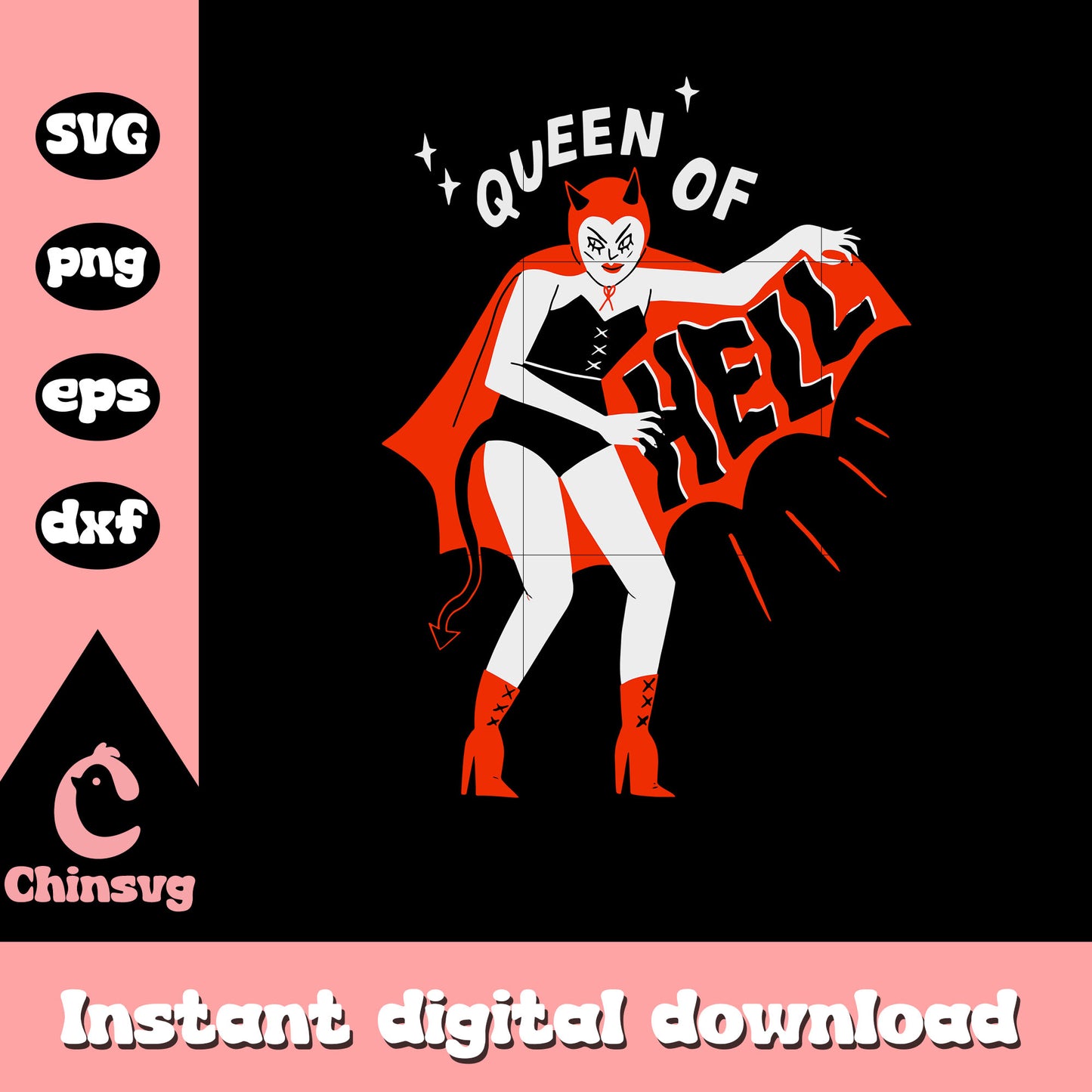 Queen Of Hell svg, Skulls, spikes and spooky babes svg, evil svg