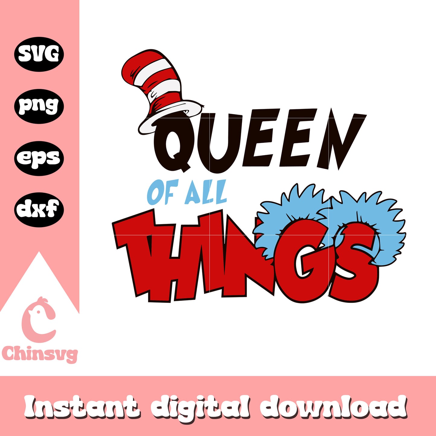 Queen of things dr seuss font design svg, the hat svg, font svg