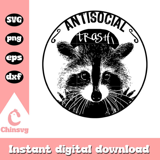 Raccoon Anti Social trash svg, Raccoon svg, Anti Social svg