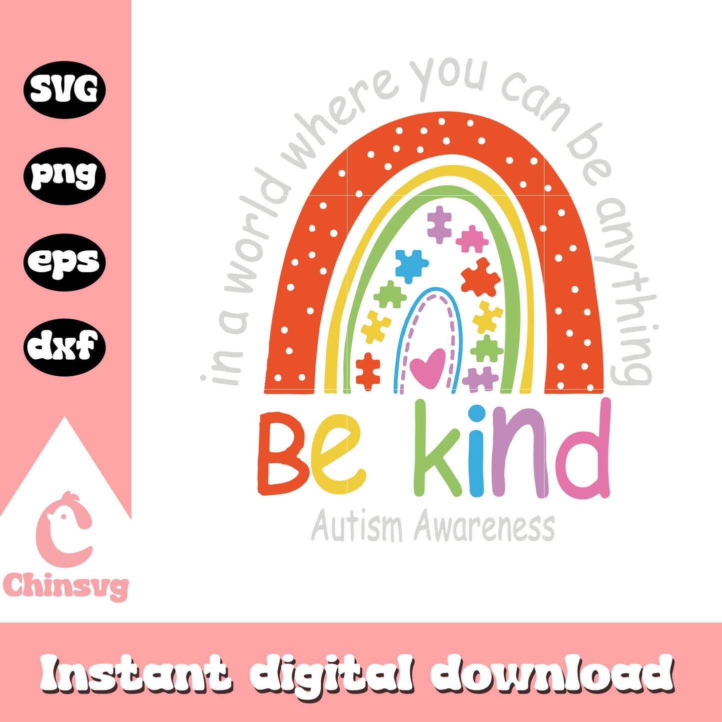 Rainbow be kind autism awareness svg, autism awareness svg