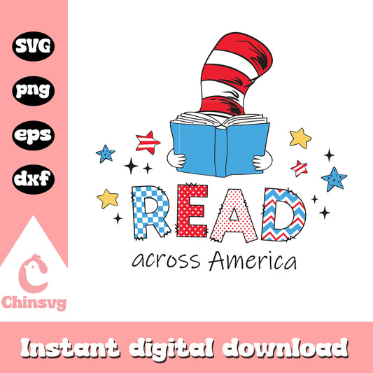 Read across america svg, cat in the hat svg, reading books svg