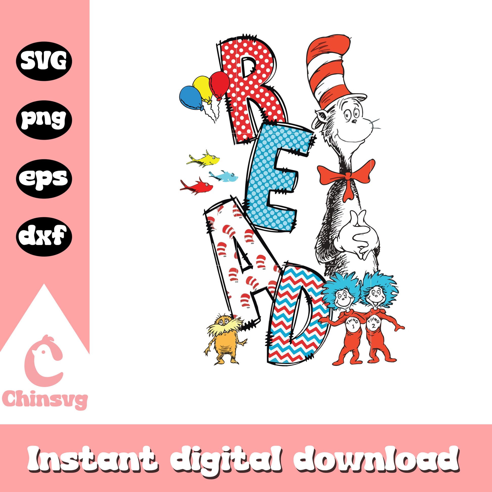 Read dr seuss font design svg, cat in the hat svg, font svg