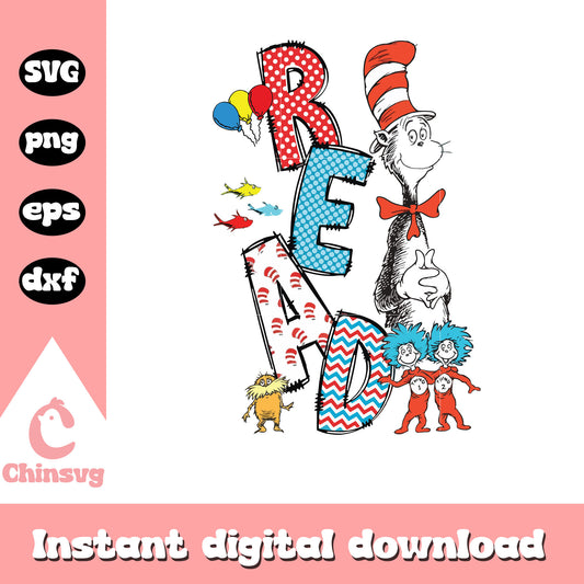 Read dr seuss font design svg, cat in the hat svg, font svg