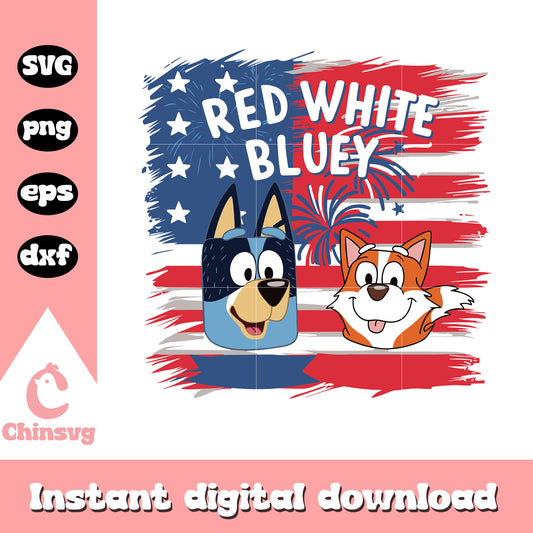 Red white bluey america flag design svg, Independence Day svg