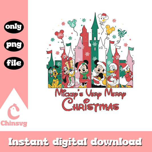 Retro mickey very merry christmas design png, mickey and friends christmas png