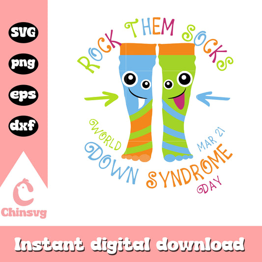 Rock Them Socks World Down Syndrome svg, Awareness Day svg