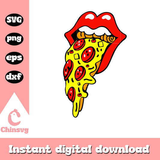 Rolling stone pizza svg, lips tongue design svg, lips tongue svg