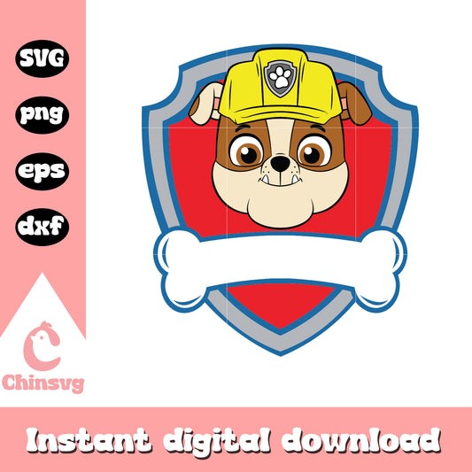 Rubble face shield paw patrol svg, Rubble paw patrol svg