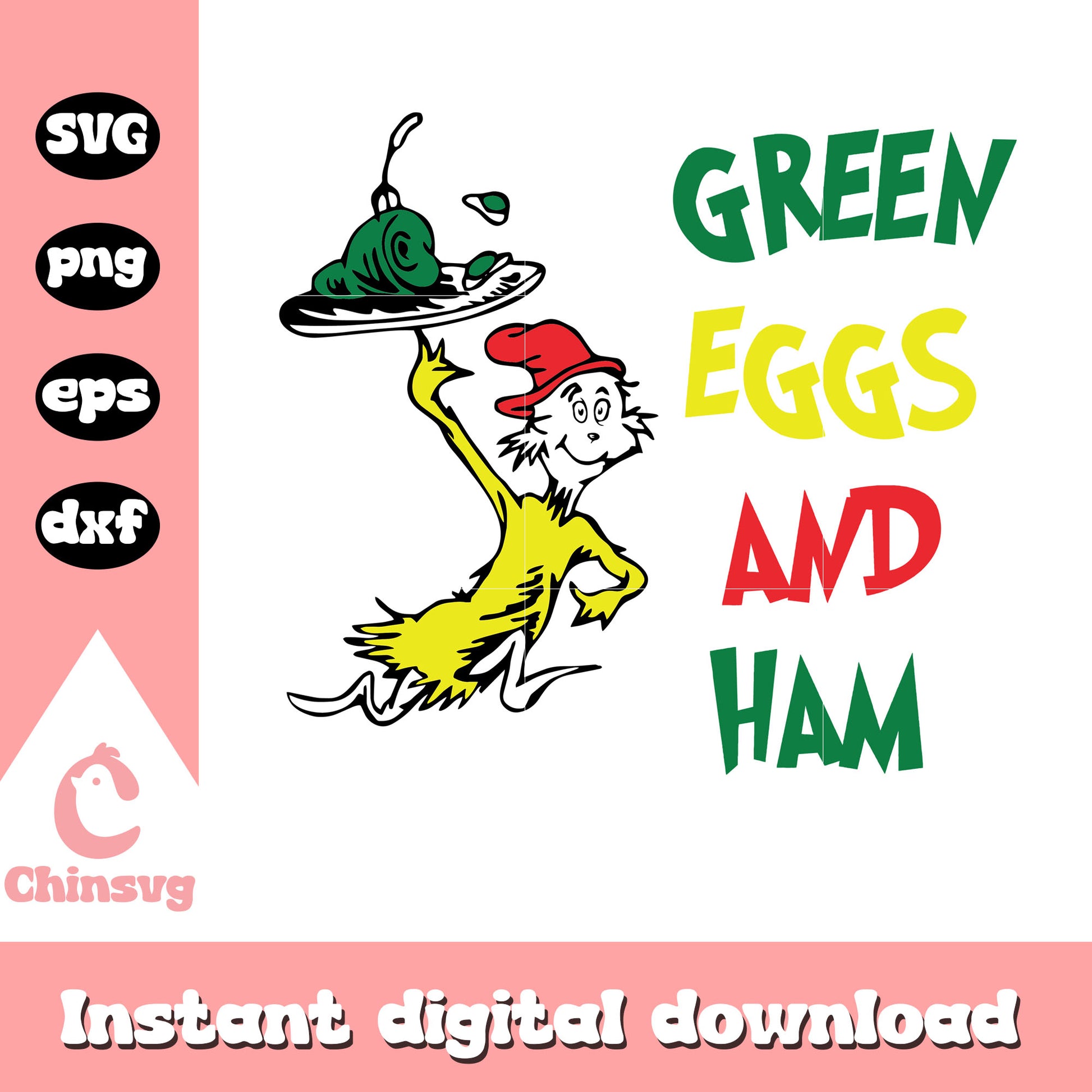 Sam character green eggs and ham svg, dr seuss characters svg