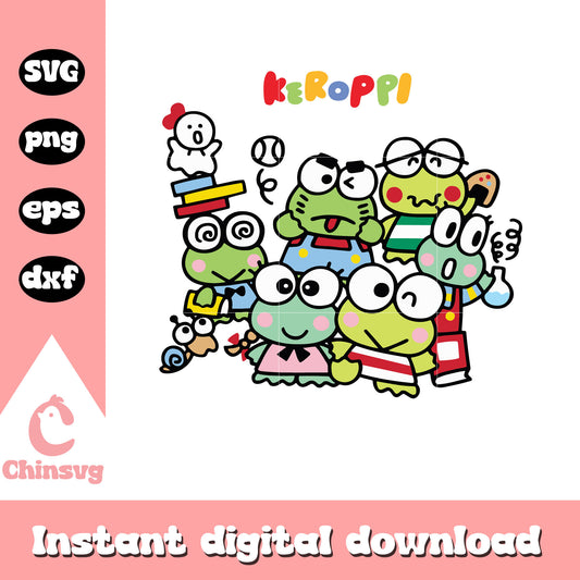 Sanrio Keroppi friends svg, keroppi svg, hello kitty svg