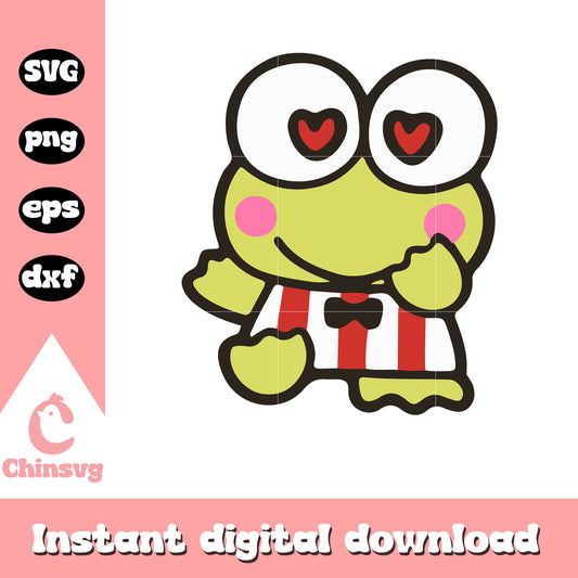 Sanrio Keroppi heart eyes design svg, keroppi hello kitty svg