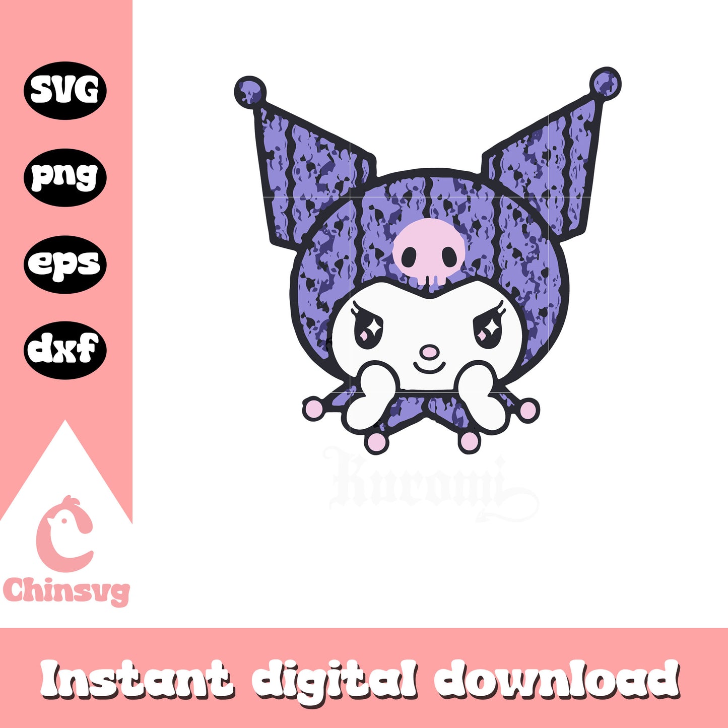 Sanrio Kuromi face svg, hello kitty svg, sanrio cartoon svg