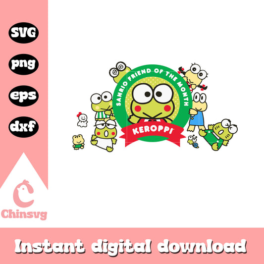 Sanrio friend of the month keroppi svg, sanrio hello kitty svg