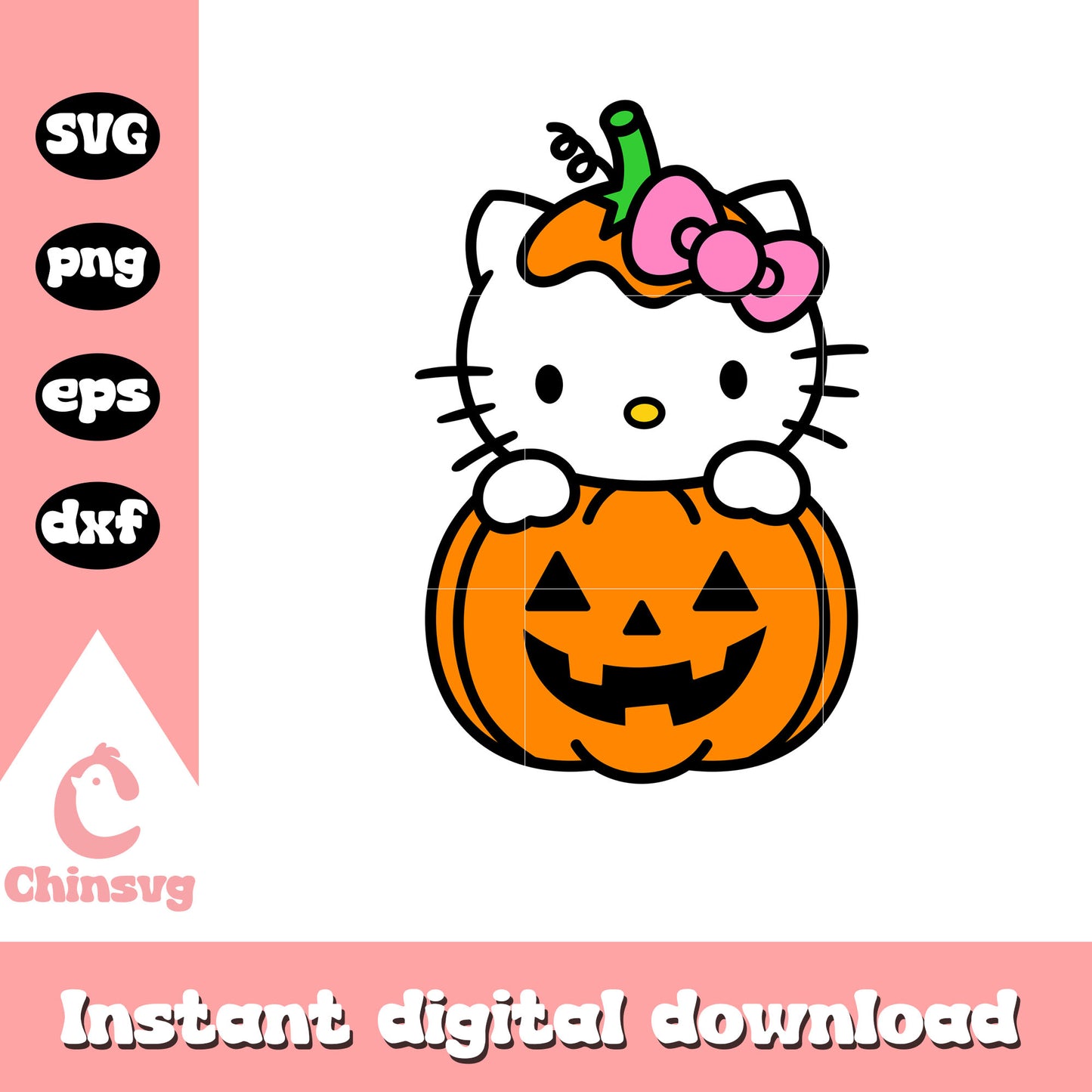 Sanrio kitty pumpkin svg, halloween hello kitty svg, sanrio cartoon svg