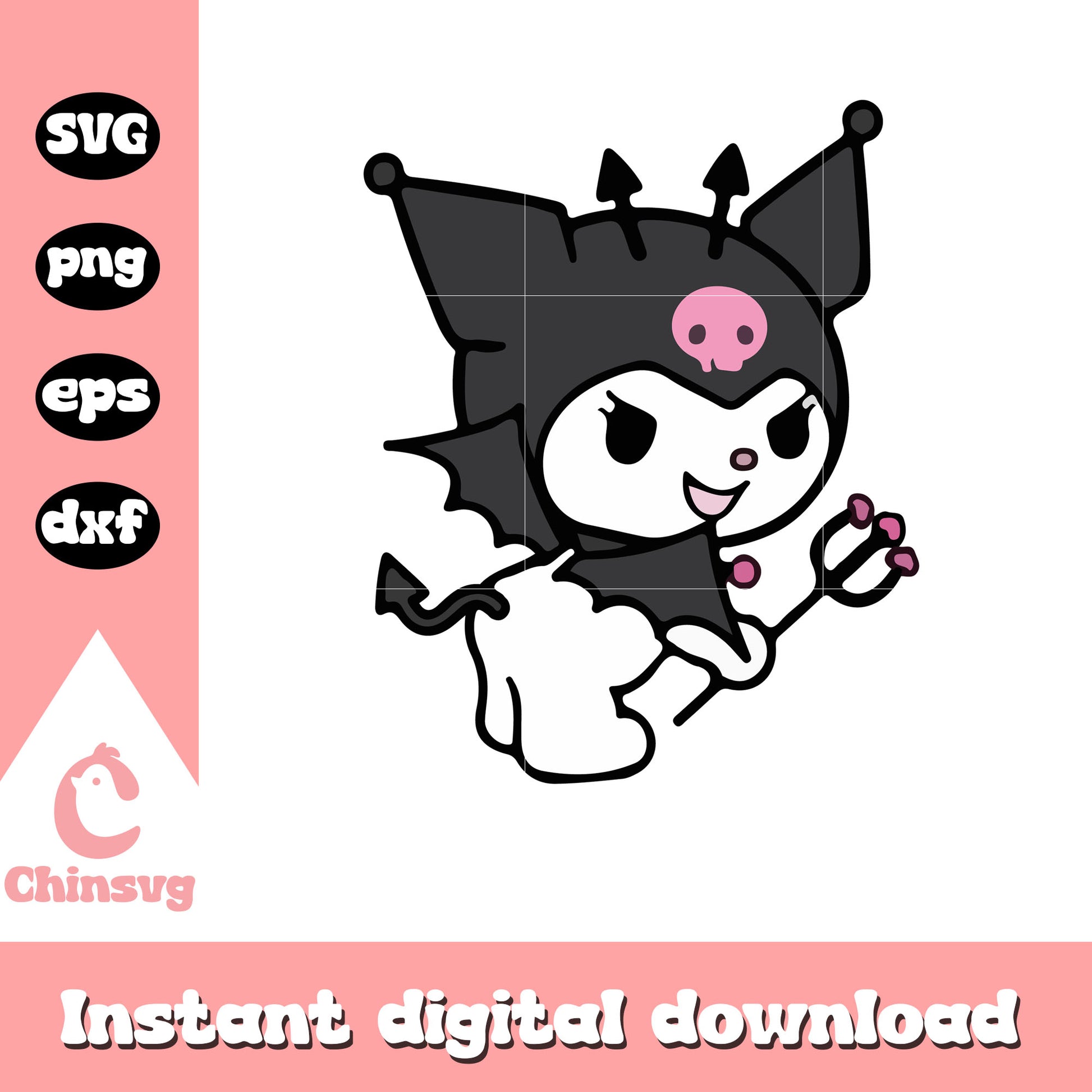 Sanrio kuromi devil design svg, kuromi sanrio hello kitty​ svg