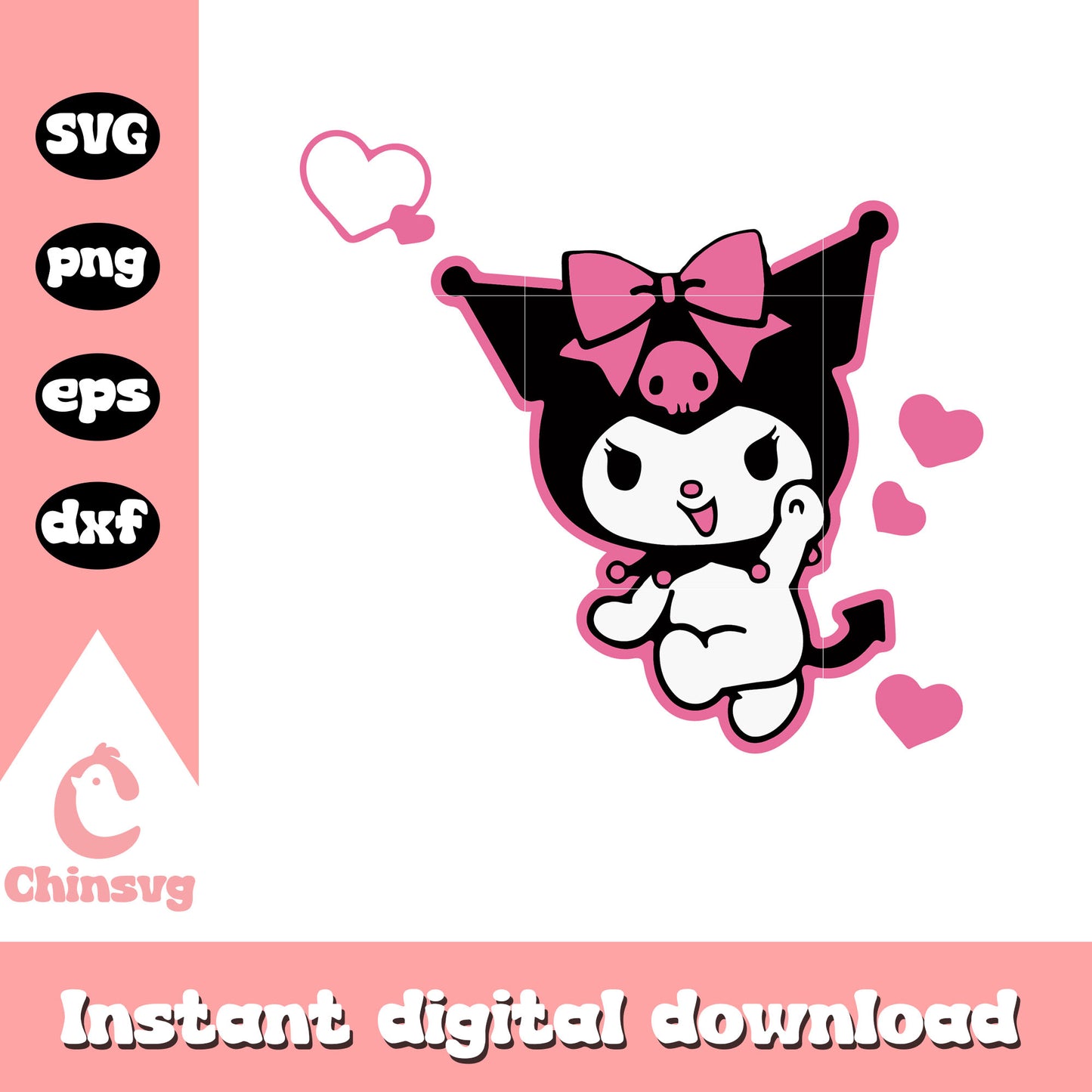 Sanrio kuromi love svg, svg hello kitty, sanrio cartoon svg