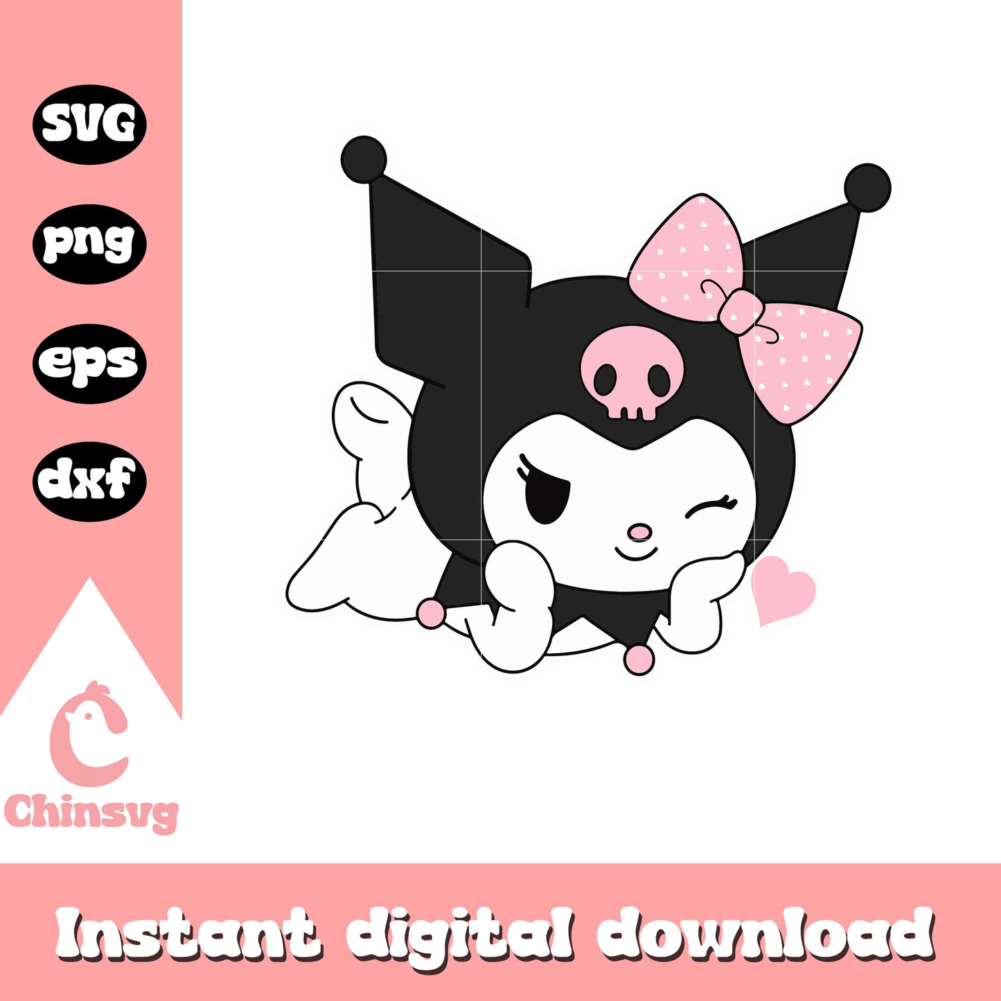 Sanrio kuromi lying svg, hello kitty svg, sanrio cartoon svg