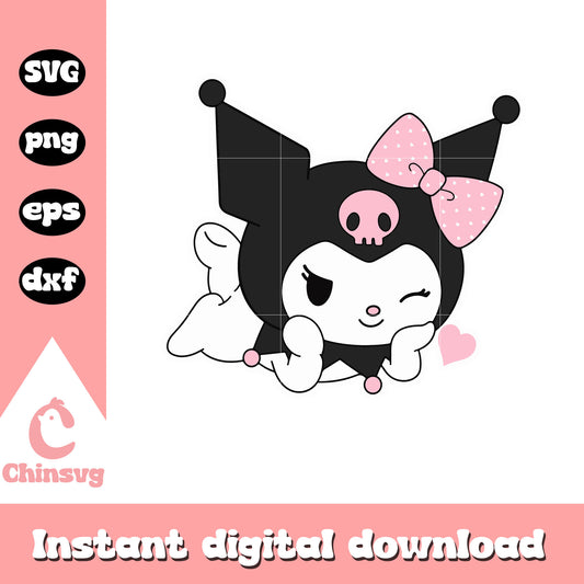 Sanrio kuromi lying svg, hello kitty svg, sanrio cartoon svg