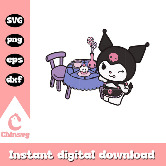 Sanrio kuromi maid design svg, sanrio characters cartoon svg