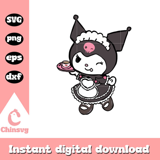 Sanrio kuromi maid svg, svg hello kitty, sanrio characters cartoon svg