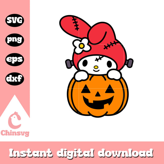 Sanrio my melody pumpkin svg, halloween hello kitty, sanrio cartoon svg