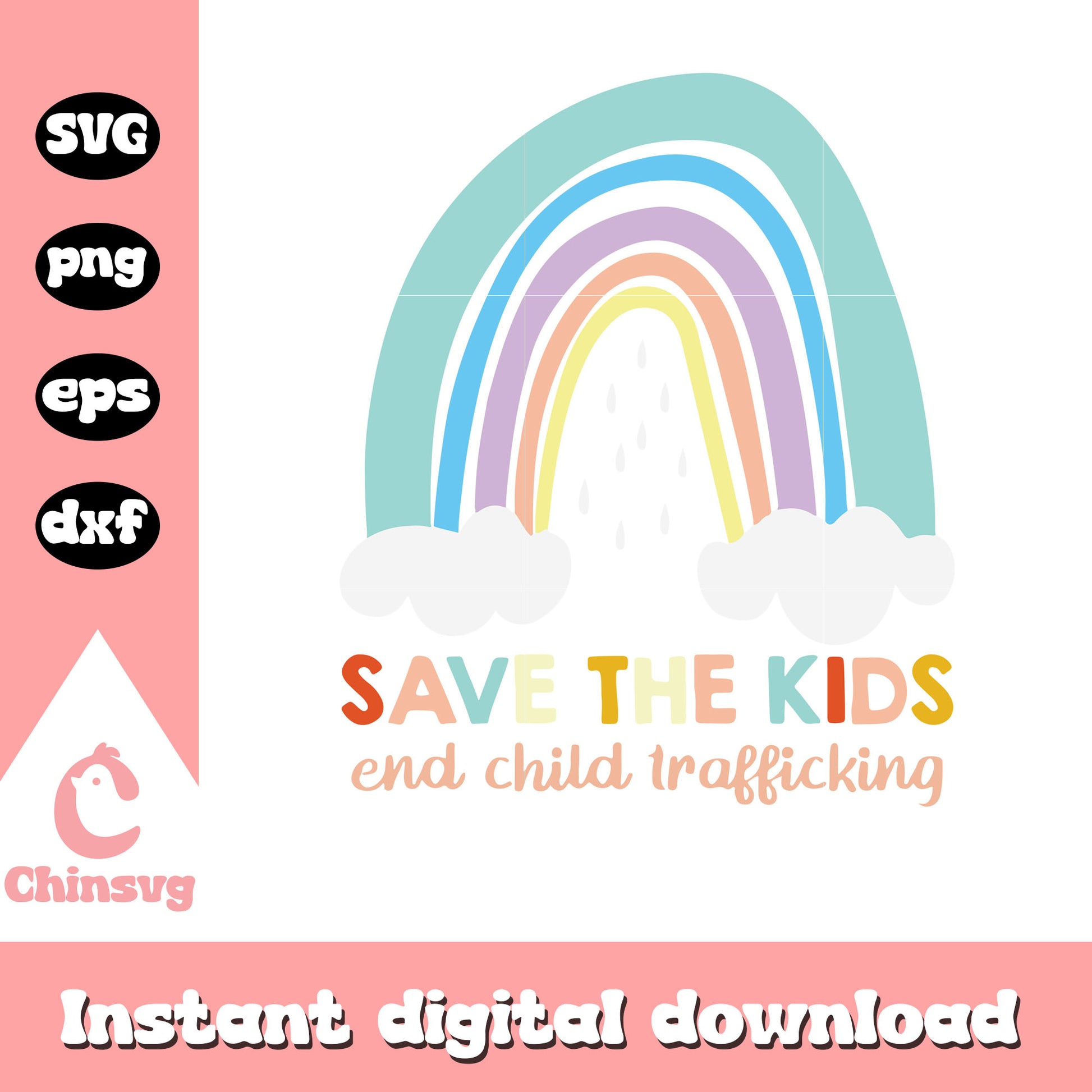 Save The Kids and child trafficking svg, pastel rainbow svg