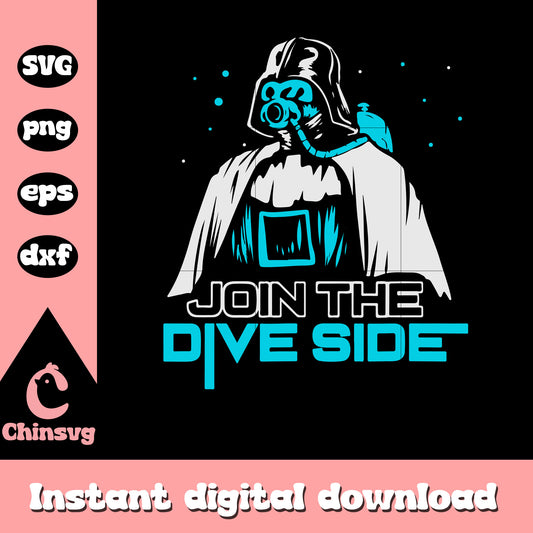 Scuba diver join the dive side svg, scubapro svg, star wars svg