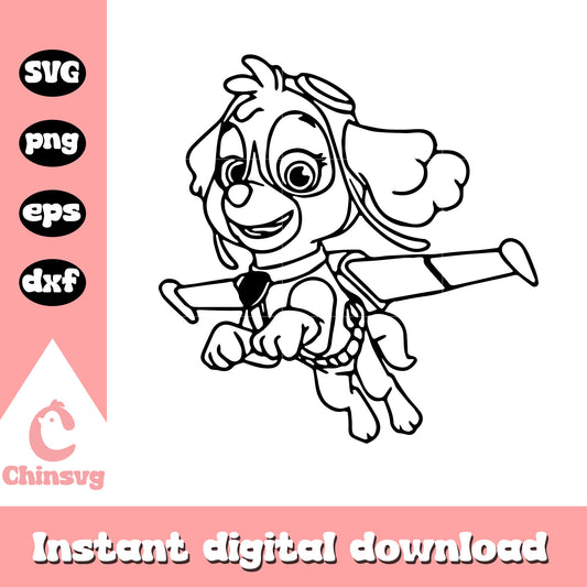 Skye paw patrol character outline svg, paw patrol skye svg