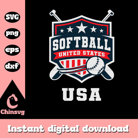 Softball usa support the team svg, Softball united state svg