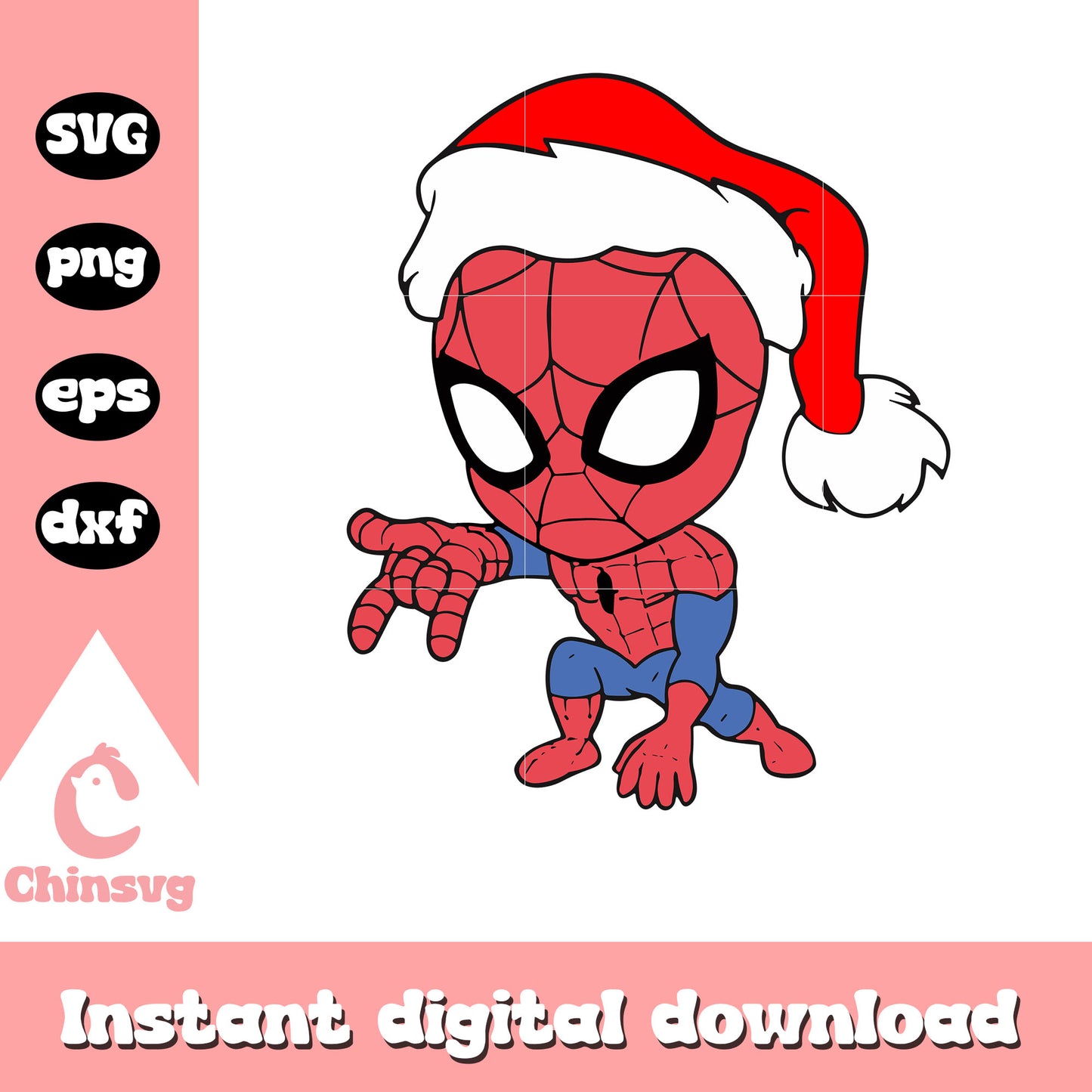 Spider man chibi santa hat svg, Spider man svg, santa hat svg