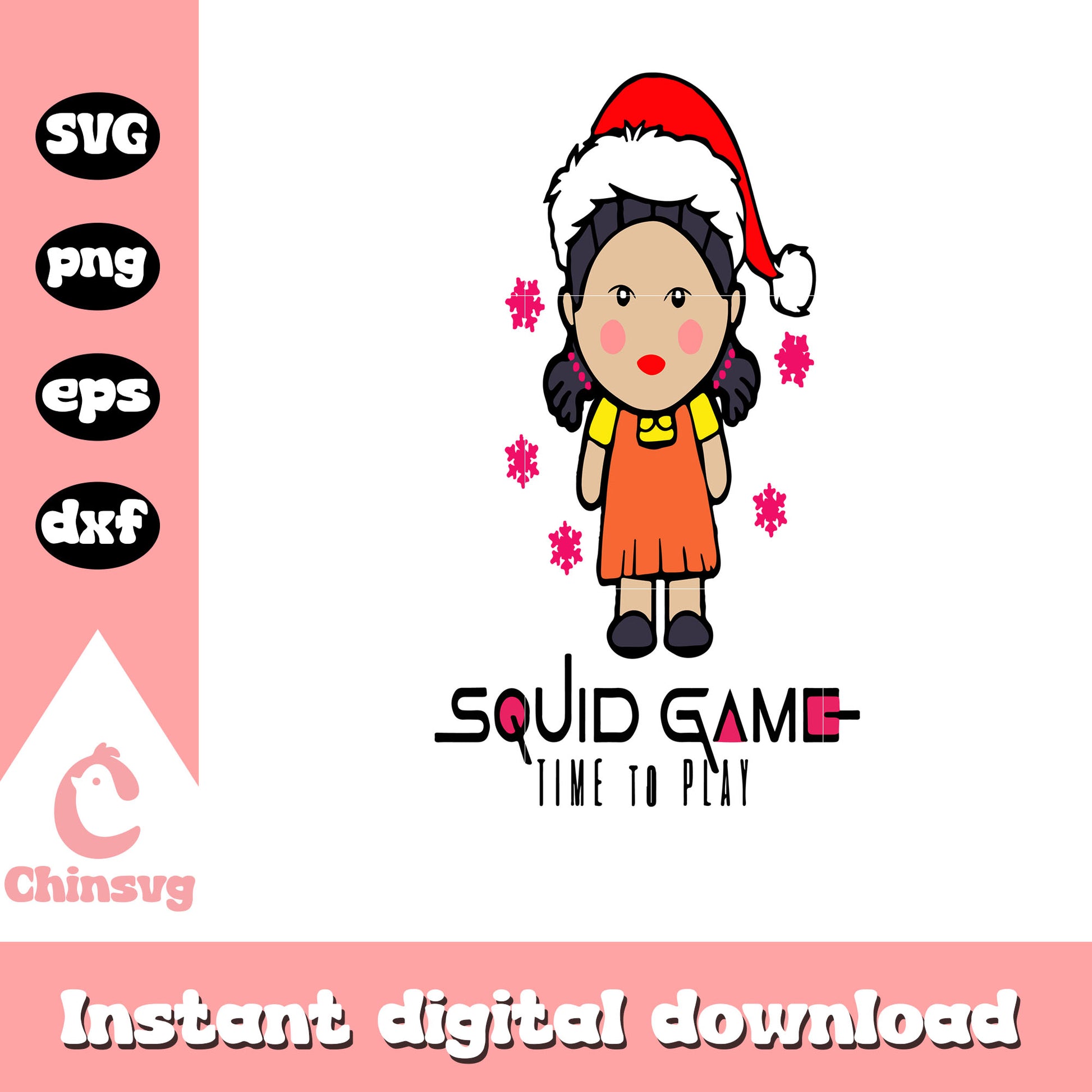 Squid Game Time To Play svg, Squid game robot santa hat svg, movie svg