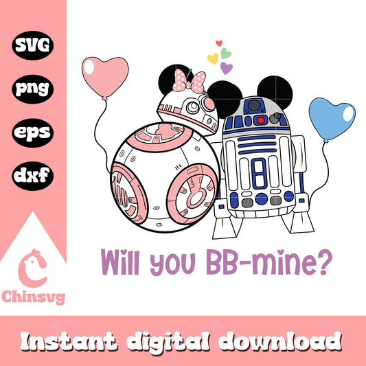 Star Wars R2d2 Bb8 valentine svg, star wars valentines svg