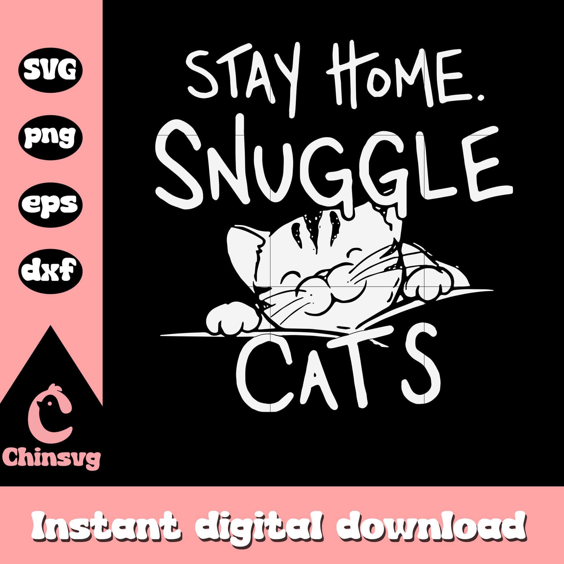 Stay home snuggle cats svg, cats kawai svg, cute svg