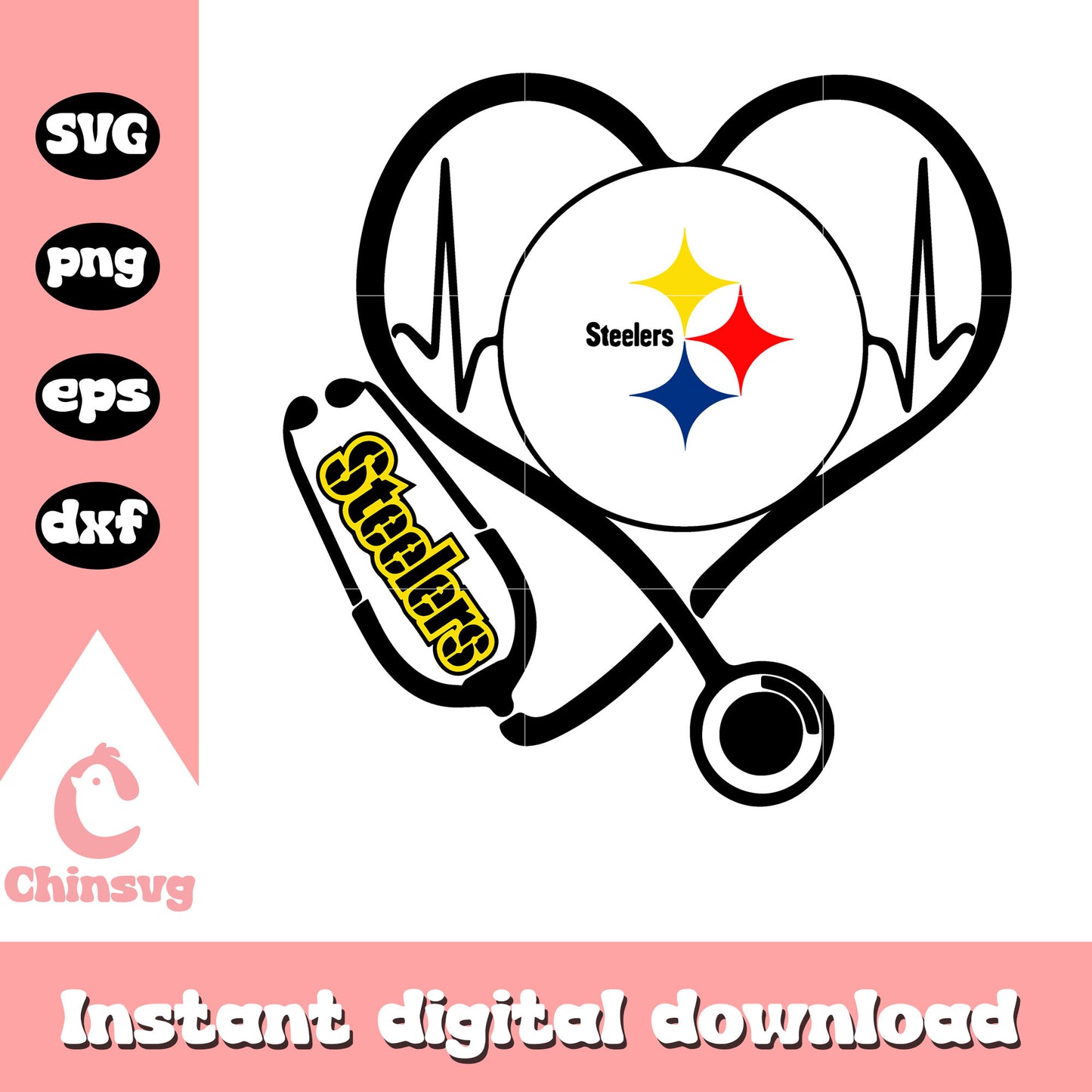 Steelers Stethoscope svg, Pittsburgh Steelers svg, ncaa svg