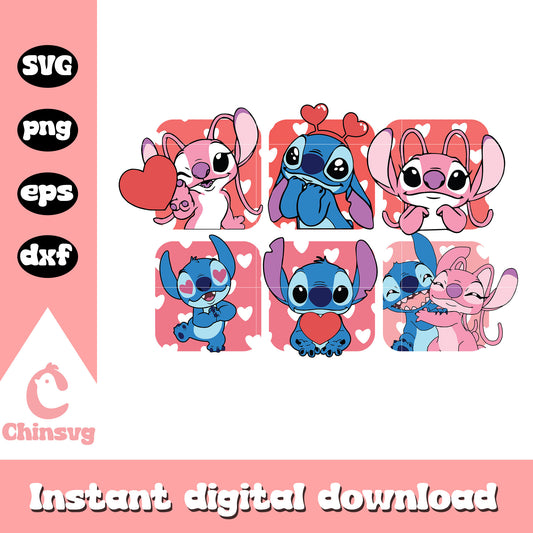 Stitch and angel love valentine svg, stitch valentines day svg