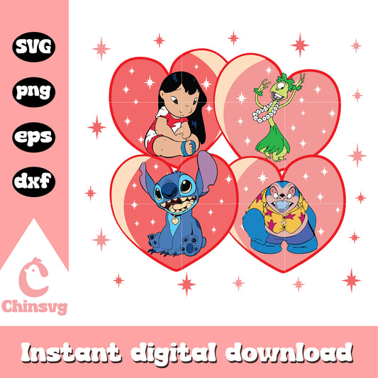 Stitch and lilo heart valentine svg, disney valentine svg