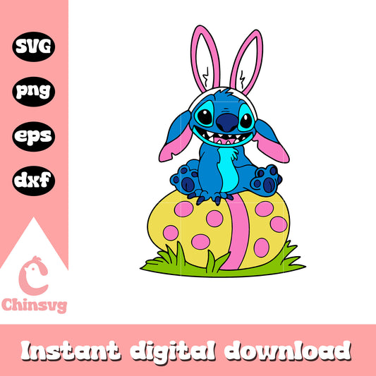 Stitch bunny and easter eggs svg, the Stitch character svg