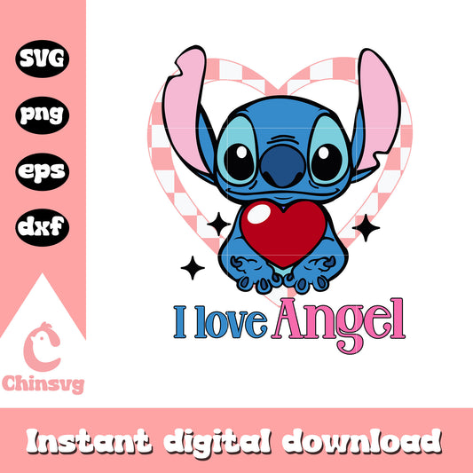 Stitch i love angel valentine svg, stitch valentines day svg