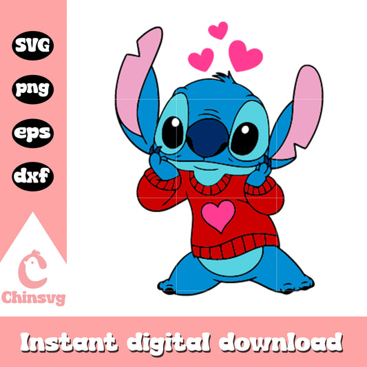 Stitch love valentine svg, stitch valentines day, stitch svg