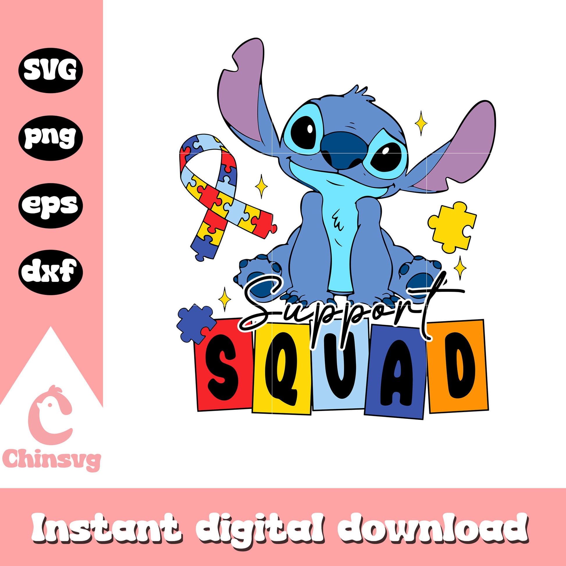 Stitch support squad svg, autism awareness svg, stitch svg