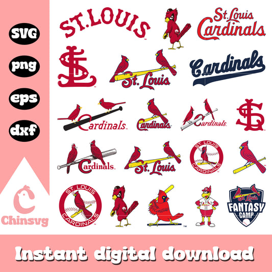 St louis cardinals logo design bundle svg, st louis cardinals svg