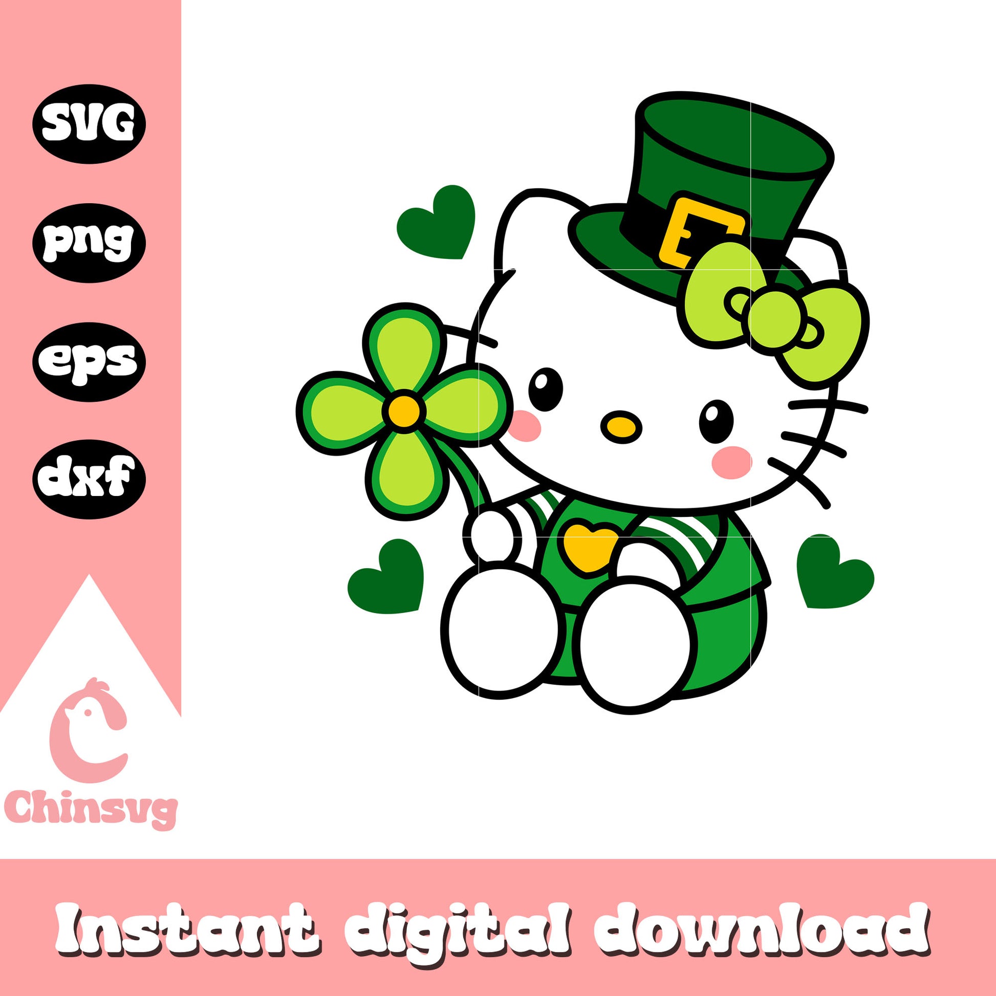 St patrick's day hello kitty svg, sanrio hello kitty svg