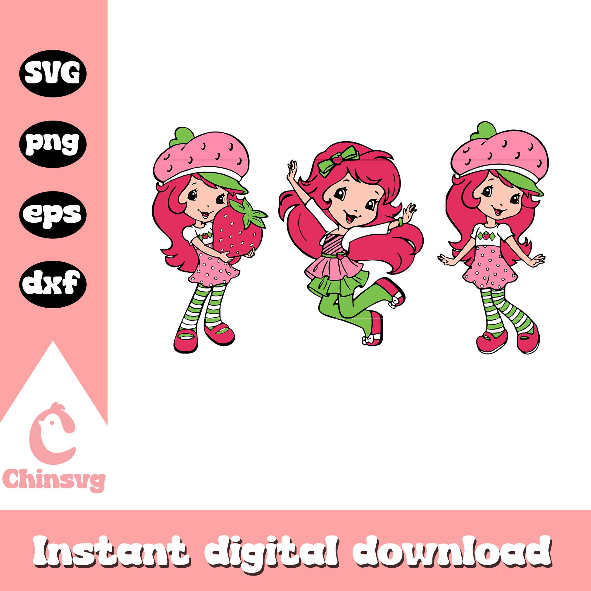 Strawberry Bundle character svg, Strawberry Shortcake svg, cartoon svg