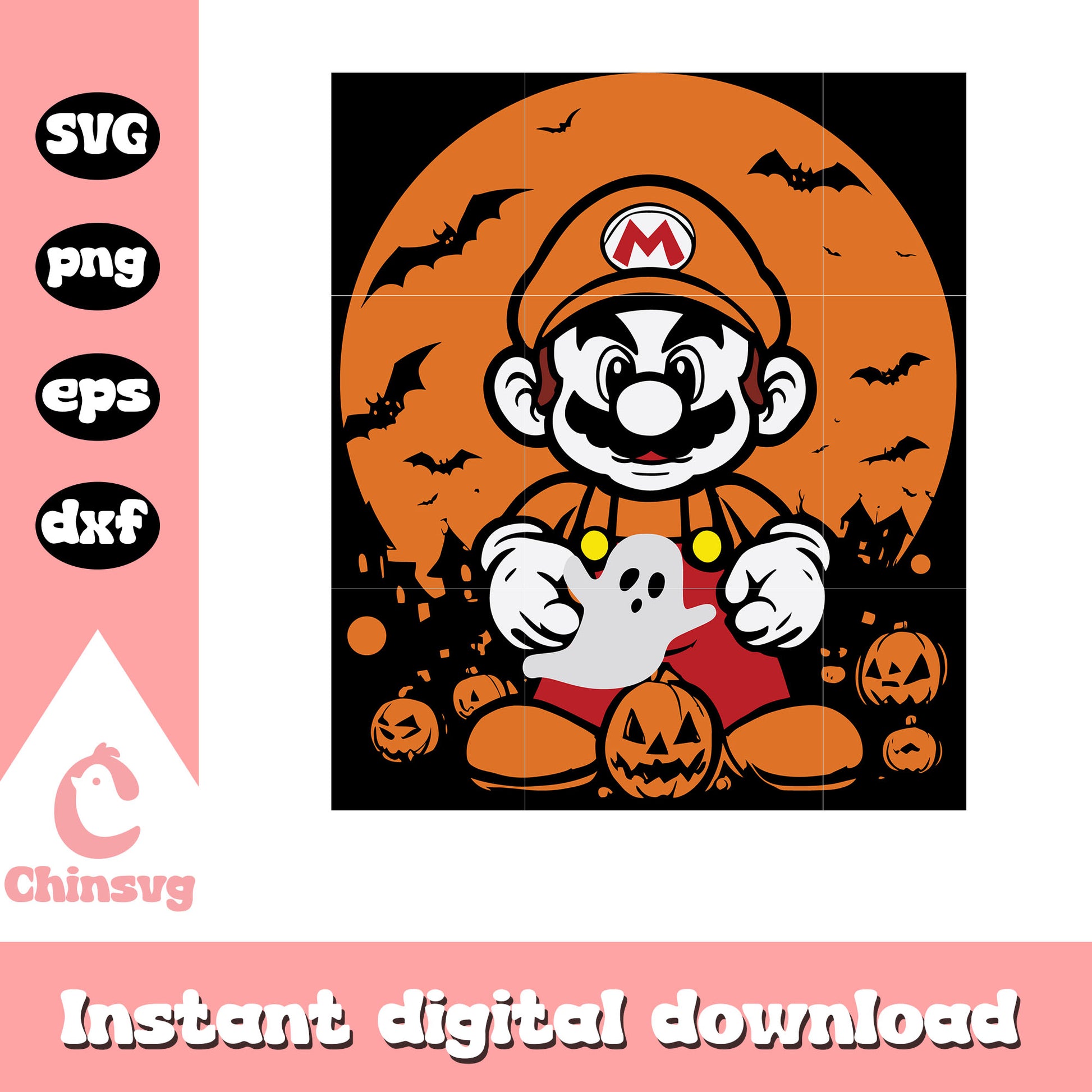 Super mario halloween pumpkin svg, super mario svg, halloween svg