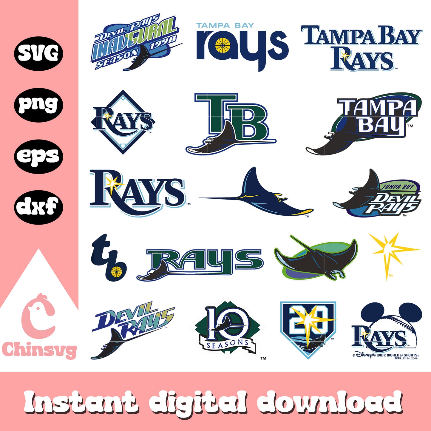 Tampa bay rays logo design bundle svg, tampa bay rays svg