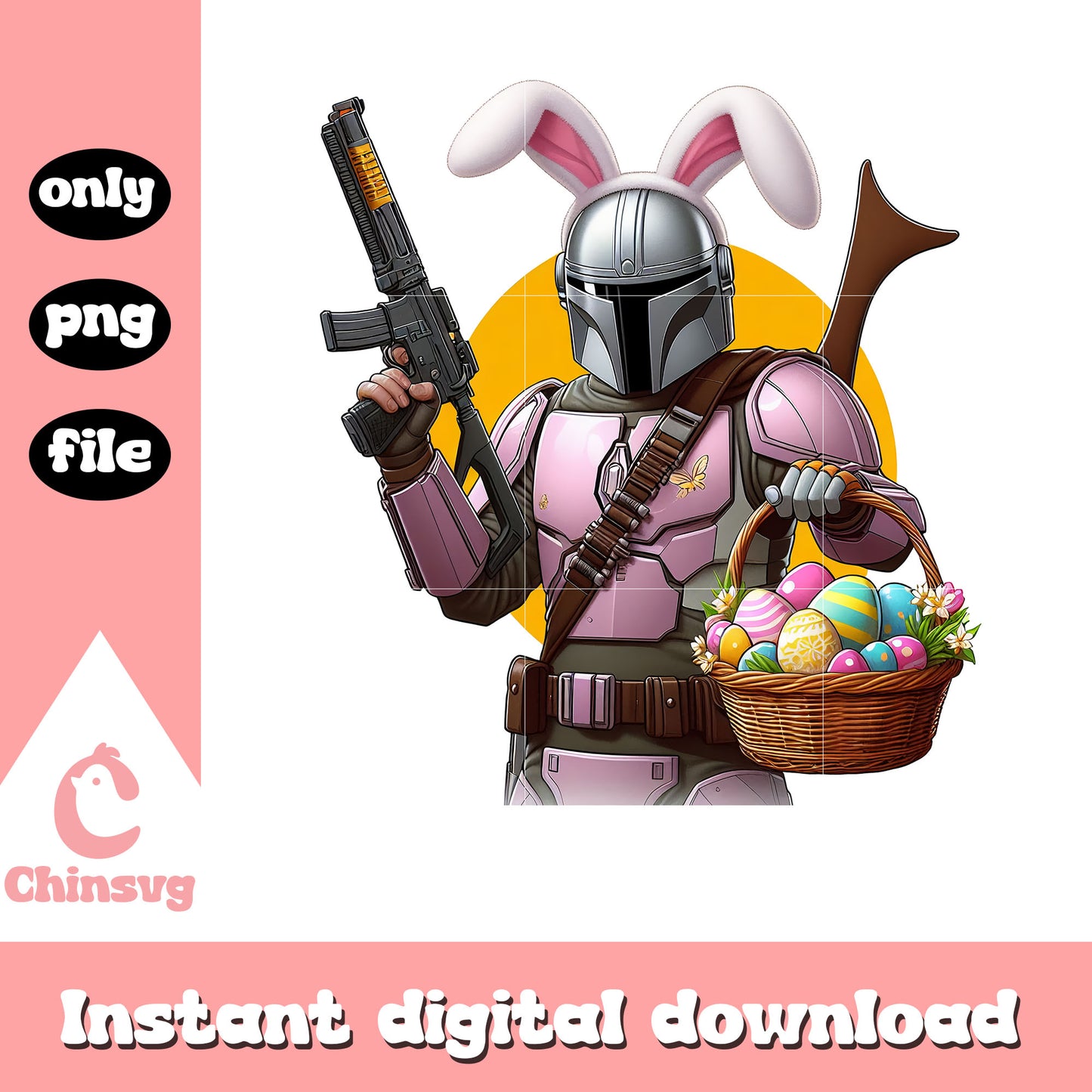 The Mandalorian bunny easter eggs png, easter day png, star wars png